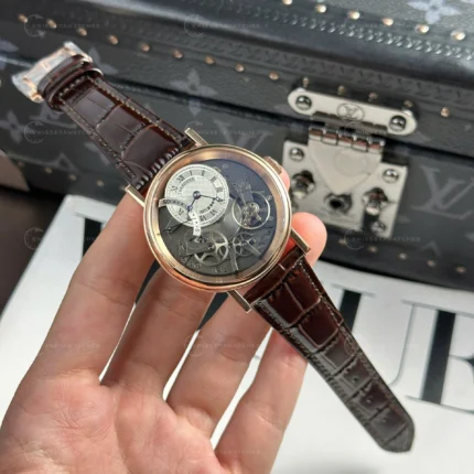 Breguet Tradition 7057 | 40mm | Rose Gold Kasa | Açık Kadran | Kahverengi Deri Kayış | ZF Factory | Super Clone | ETA Saat