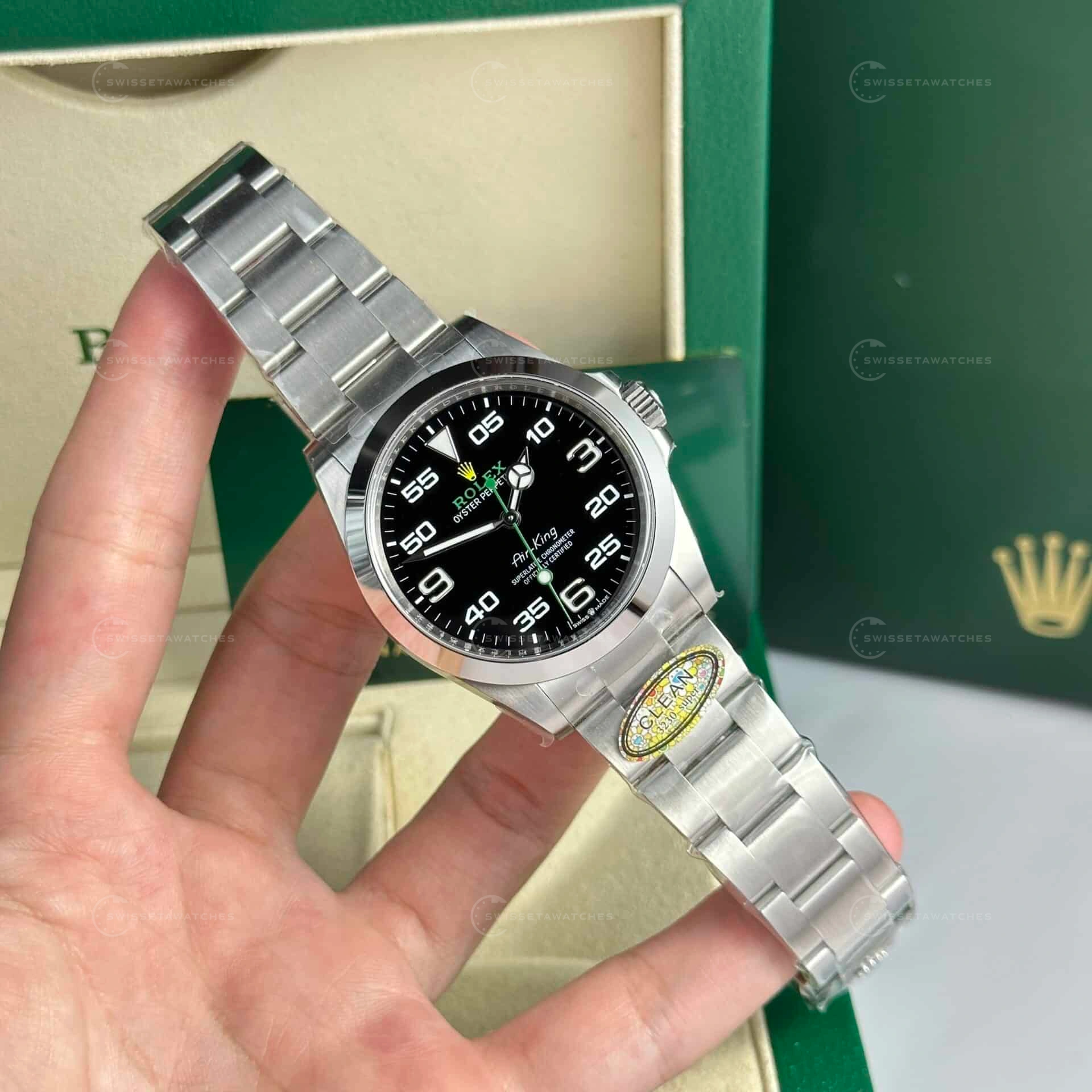 Rolex Air-King 126900 Siyah Kadran Paslanmaz Çelik Kasa Oyster Bilezik Clean Factory Super Clone 40mm (2)