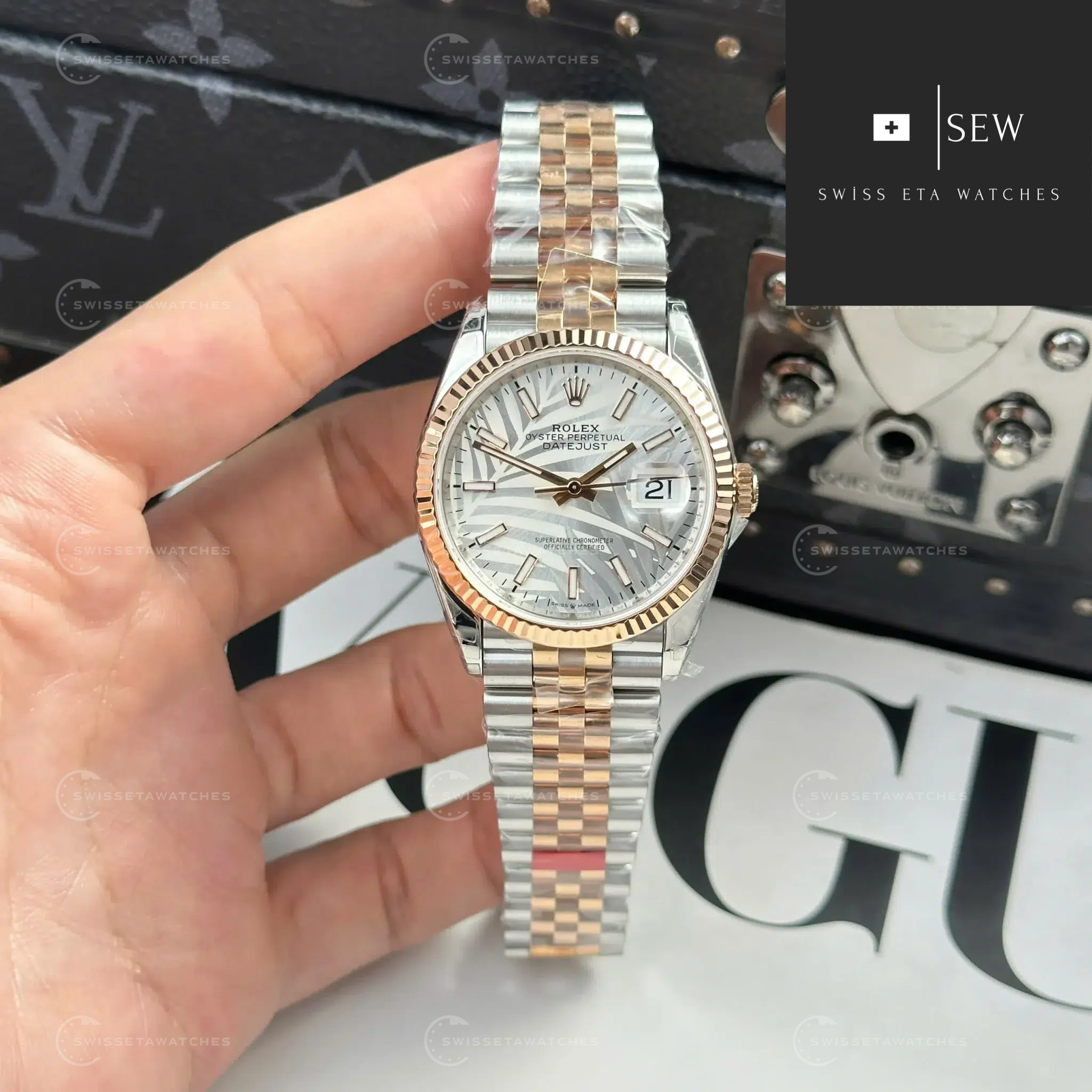 Rolex-Datejust-36-Rose-Gold-Steel-Palm-Motif-Dial-Fluted-Bezel-Jubilee-Bracelet-11-scaled