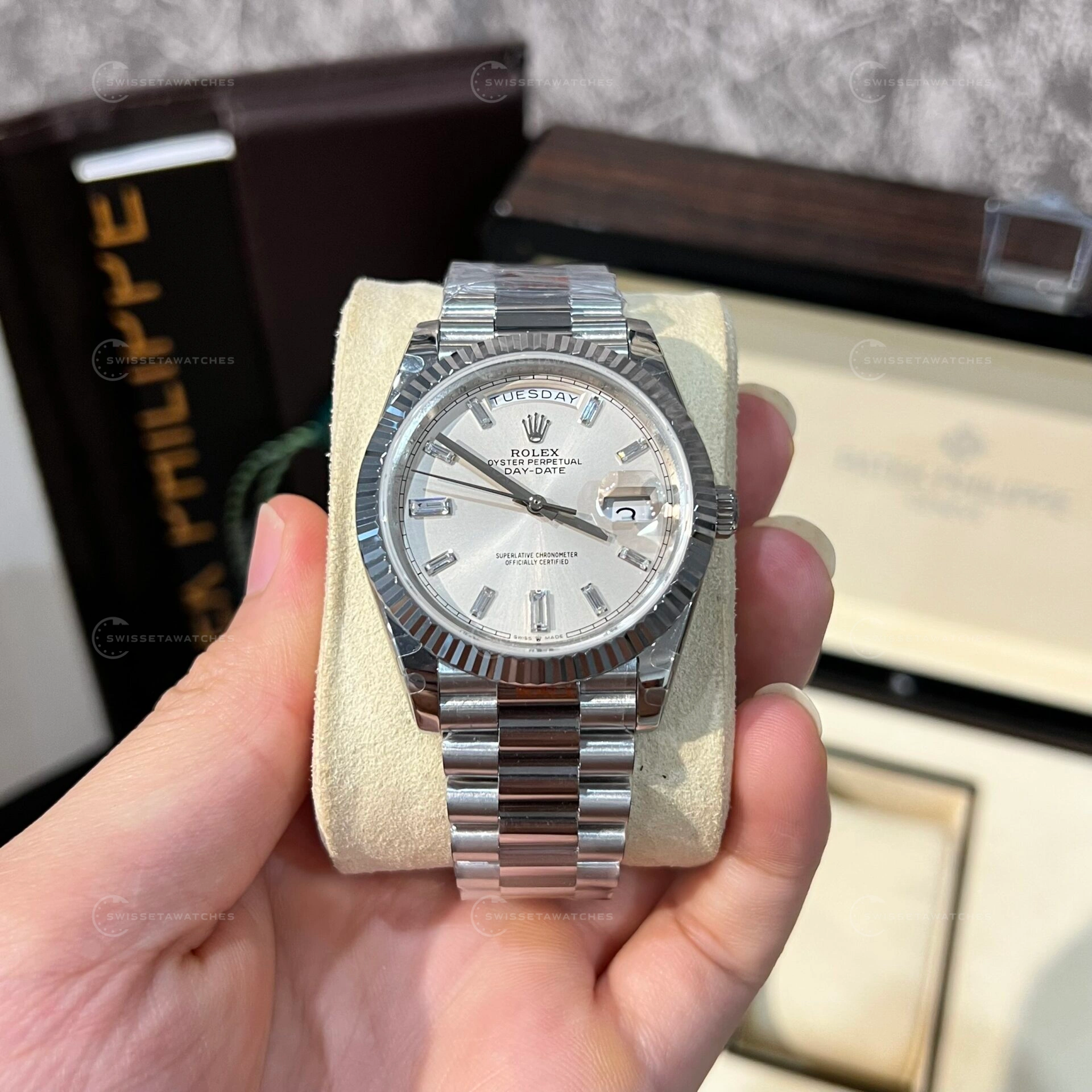 Rolex Day-Date 40mm Beyaz Kadran Ref. 228239 Super Clone ETA Saat (1)
