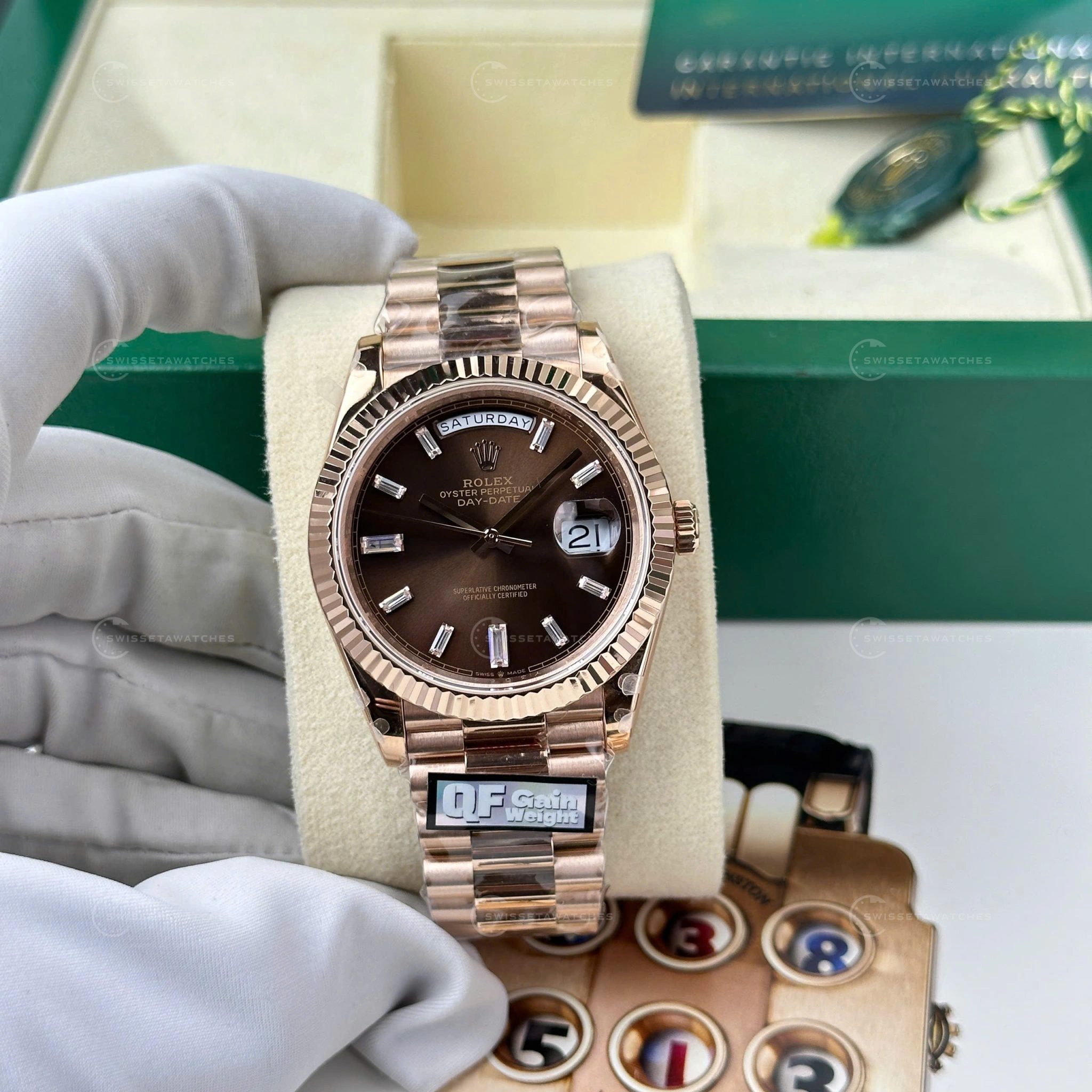 Rolex Day-Date 40mm Chocolate Kadran Ref. 228235-0003 QF Fabrika Super Clone ETA Saat (9)