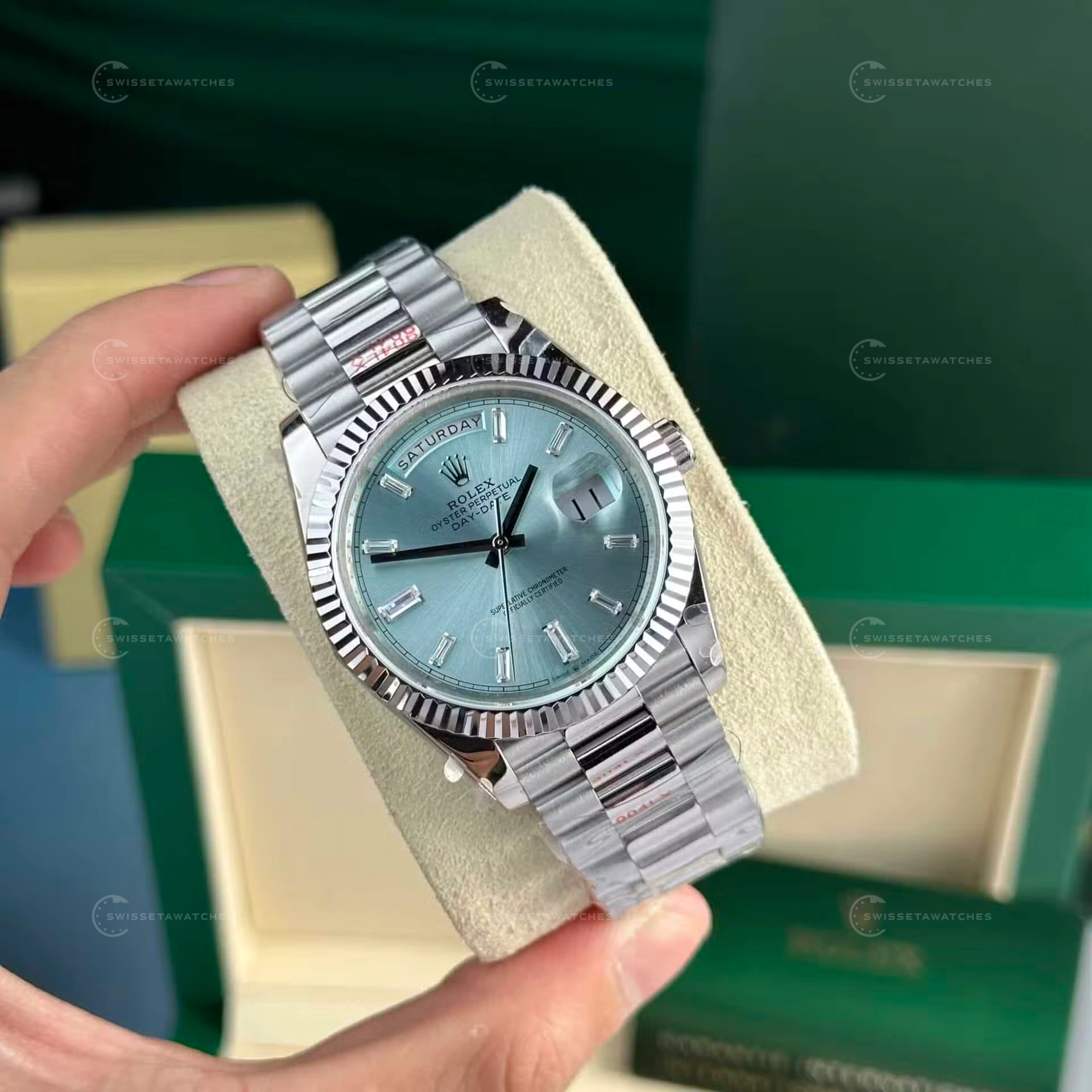 Rolex Day-Date 40mm Ice Blue Kadran Ref. 228236-0006 QF Fabrika Super Clone ETA Saat (1)