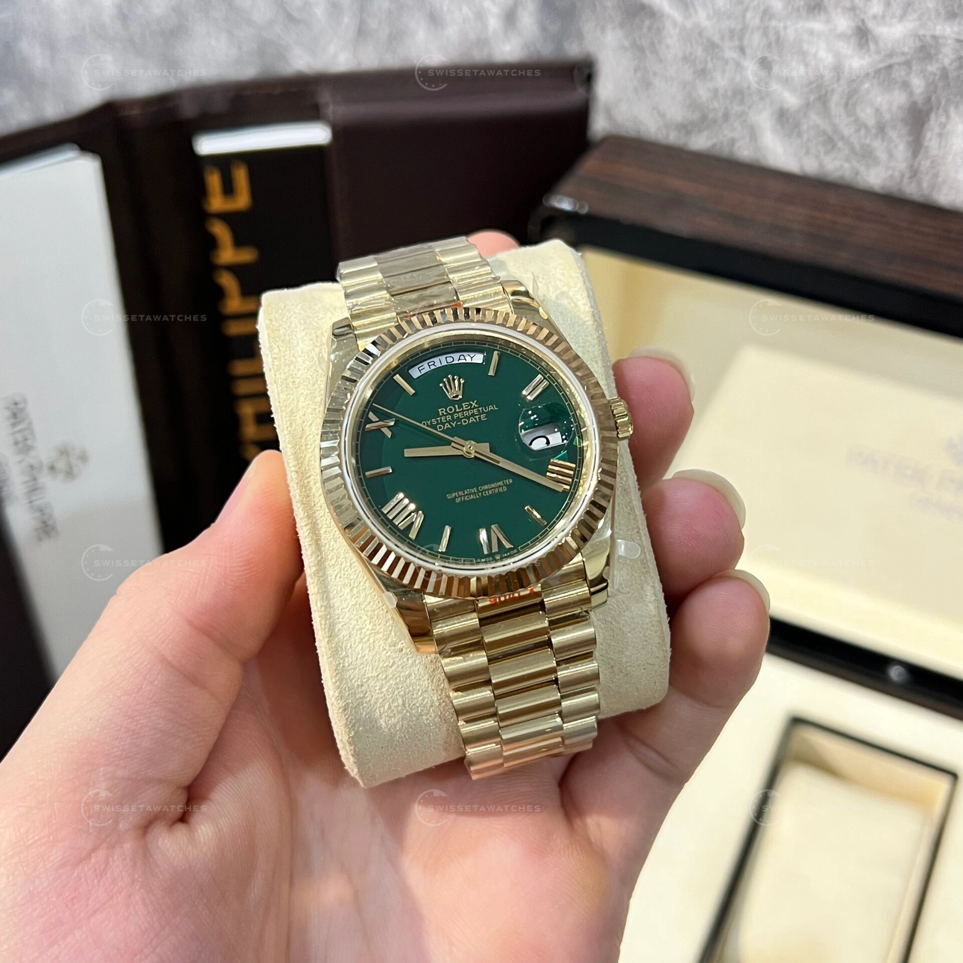 Rolex Day-Date 40mm Yeşil Kadran Ref. 228238 Super Clone ETA Saat (3)