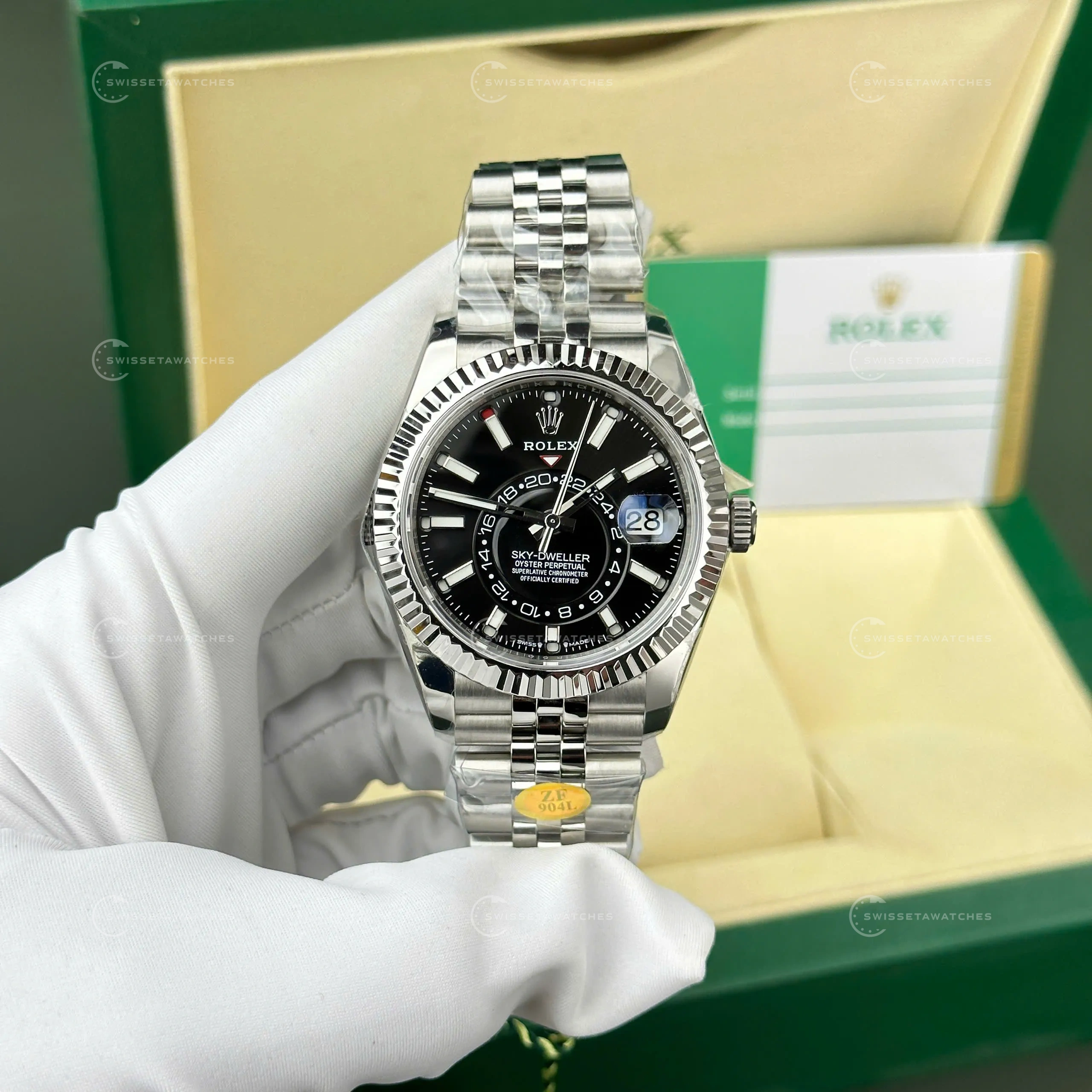 olex Sky-Dweller 42mm Ref. 326934 Siyah Kadran Jubilee Bilezik Super Clone ETA Saat (4)