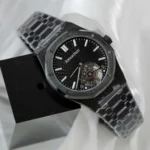 Audemars Piguet Royal Oak 26522CE clone saat – siyah seramik kasa, açık tourbillon mekanizma, 41mm APS üretimi replika model.